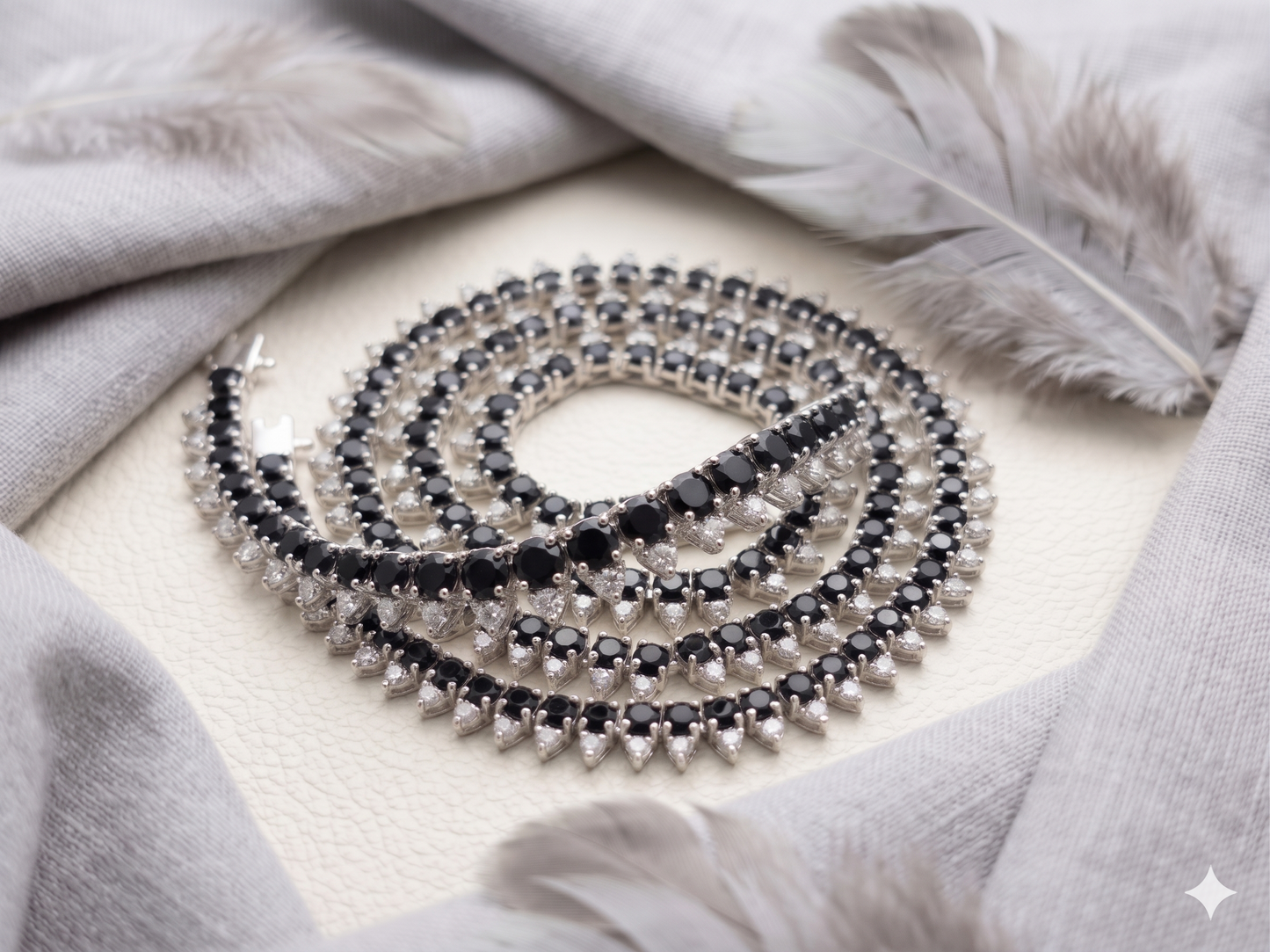 Blue Sapphire Crown Halo Tennis Necklace – Round Cut Gemstone Strand Necklace for Women