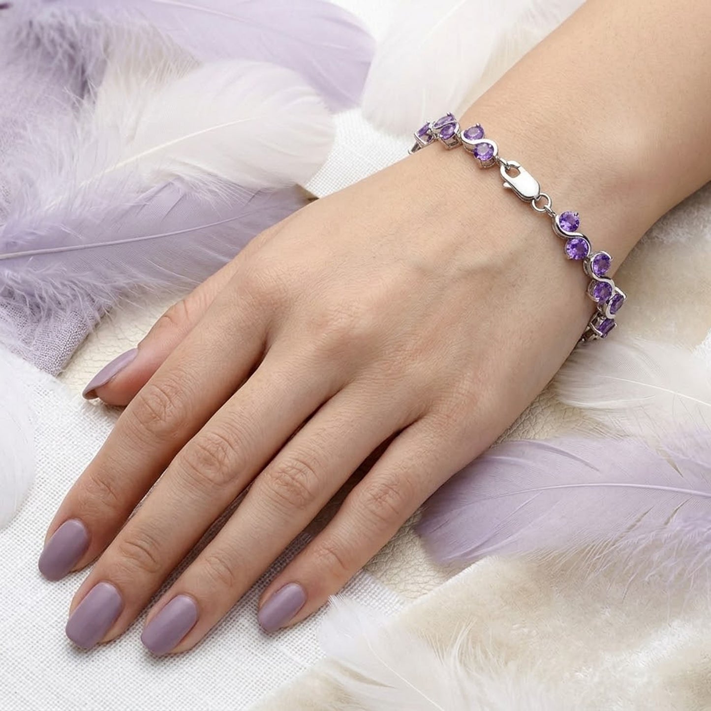 Natural Amethyst Infinity Tennis Bracelet – Elegant Gemstone Jewelry for Women