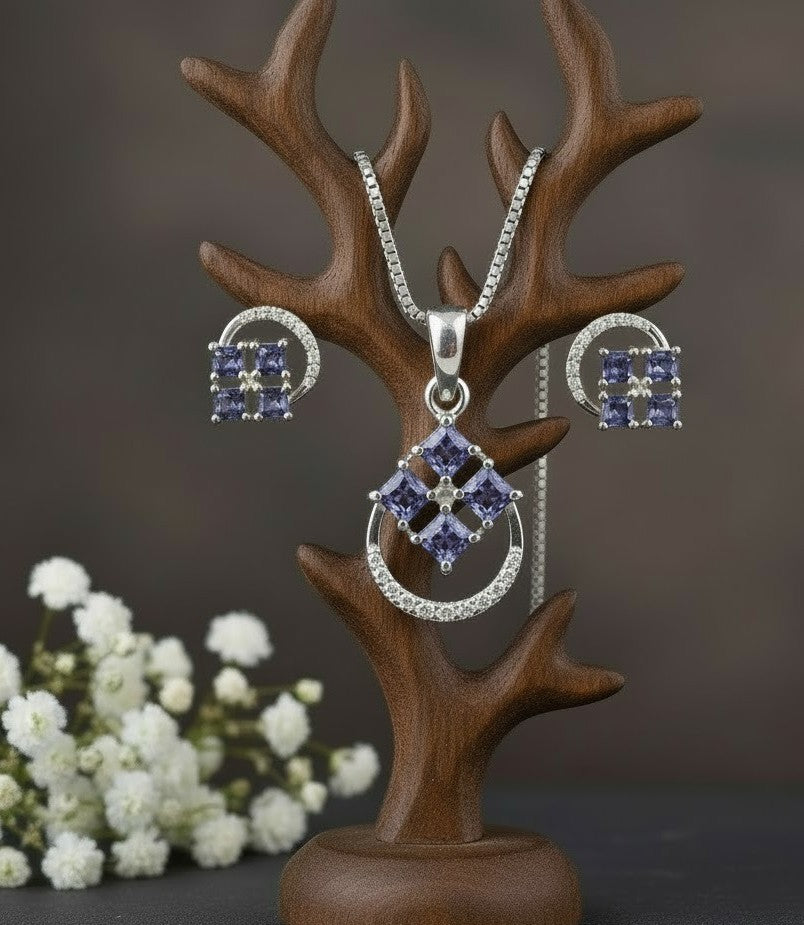 Twilight Bloom Studs: Natural Tanzanite & Moissanite Halo Earrings in Sterling Silver