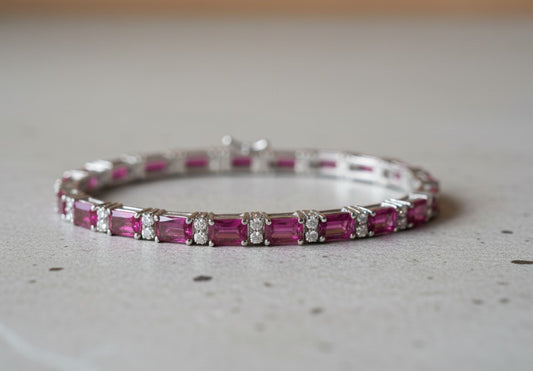 Natural Ruby & Dazzling Moissanite Eternity Bracelet