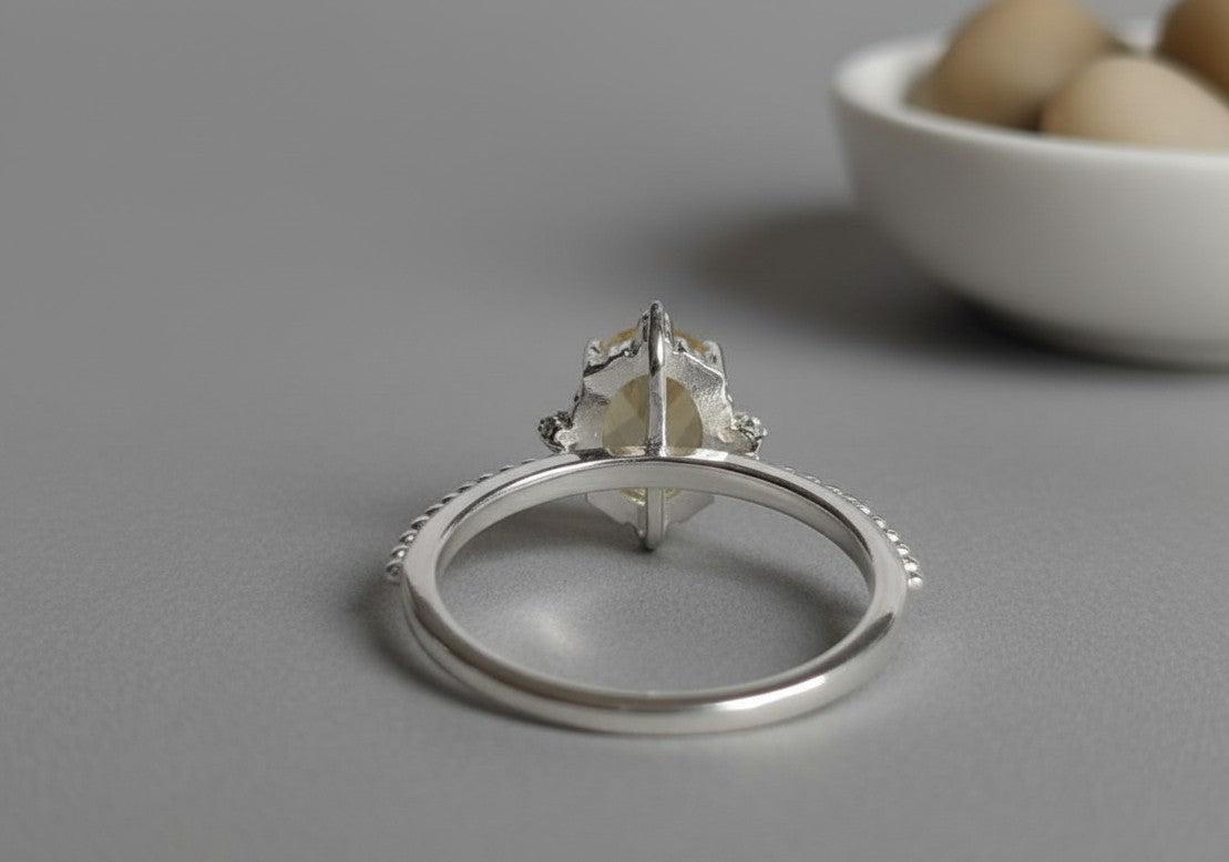 Sunshine Aura Ring: Natural Oval Citrine & Dazzling Moissanite Accents