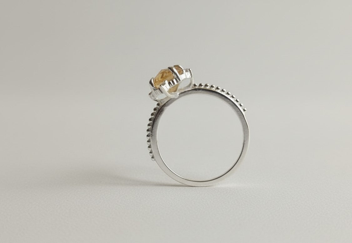 Sunshine Aura Ring: Natural Oval Citrine & Dazzling Moissanite Accents