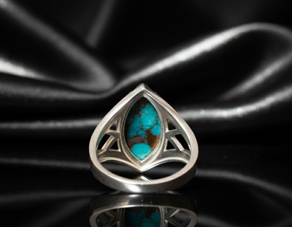 Bohemian Majesty Ring: Natural Turquoise Composite & Sterling Silver Statement Piece