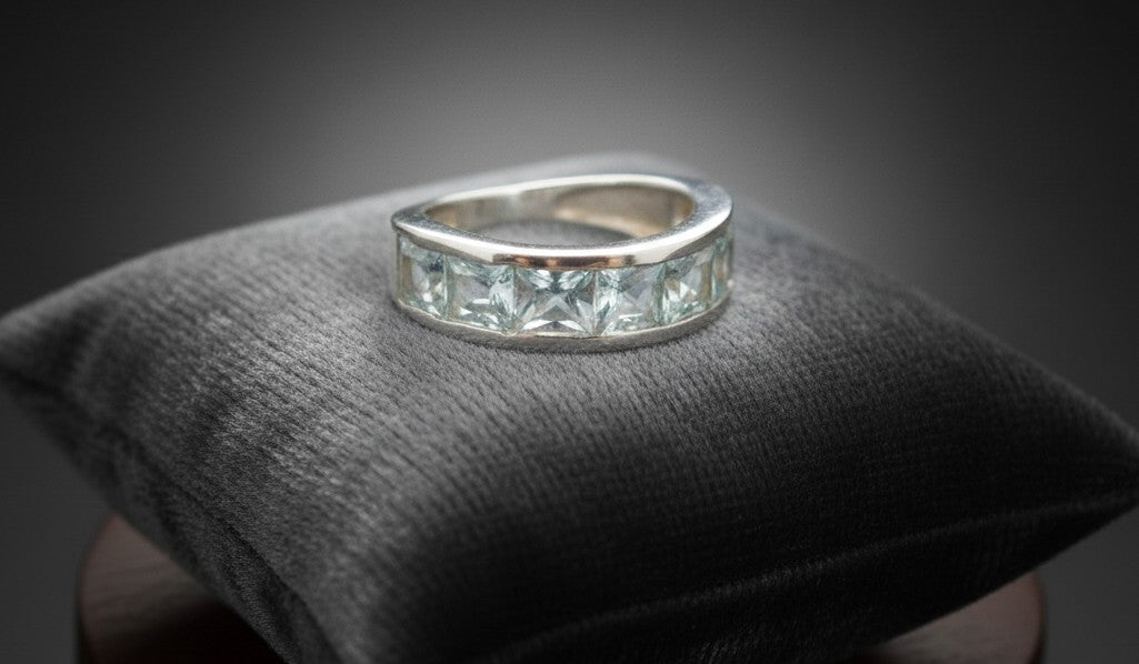 Celestial Calm Band: Natural Channel-Set Aquamarine Eternity Ring