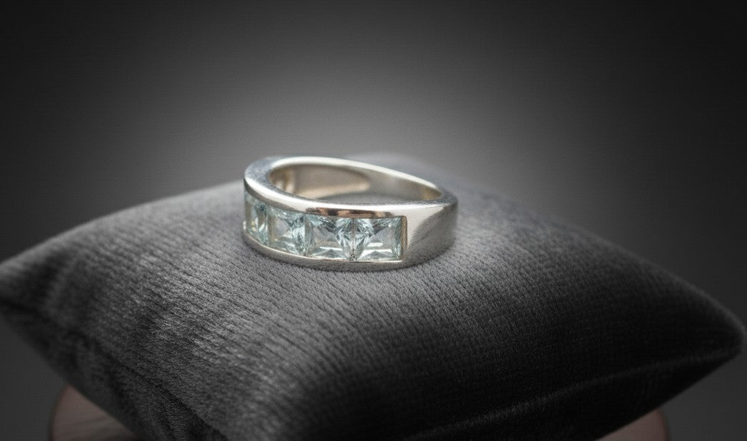 Celestial Calm Band: Natural Channel-Set Aquamarine Eternity Ring