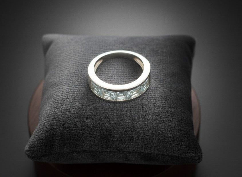 Celestial Calm Band: Natural Channel-Set Aquamarine Eternity Ring