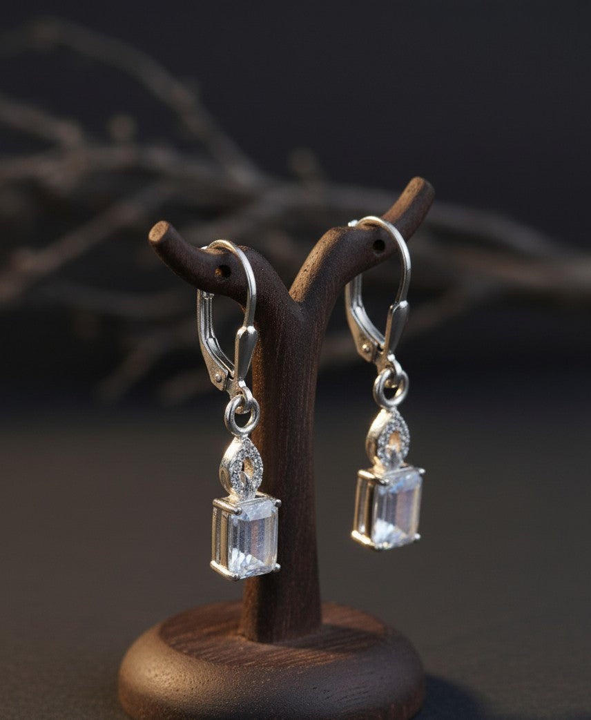 Celestial Drop Earrings: Natural Blue Flash Moonstone & Dazzling Moissanite Accents