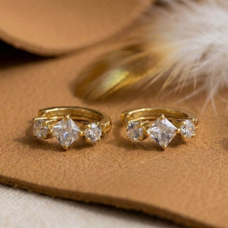 Spike Dangle Huggie Hoop Earrings – Pavé CZ Tapered Drop Earrings for Women