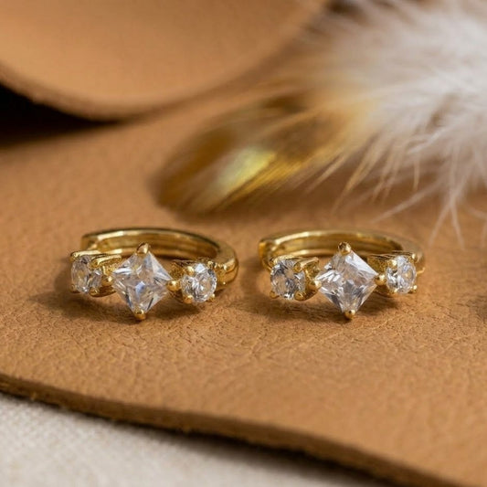 Spike Dangle Huggie Hoop Earrings – Pavé CZ Tapered Drop Earrings for Women