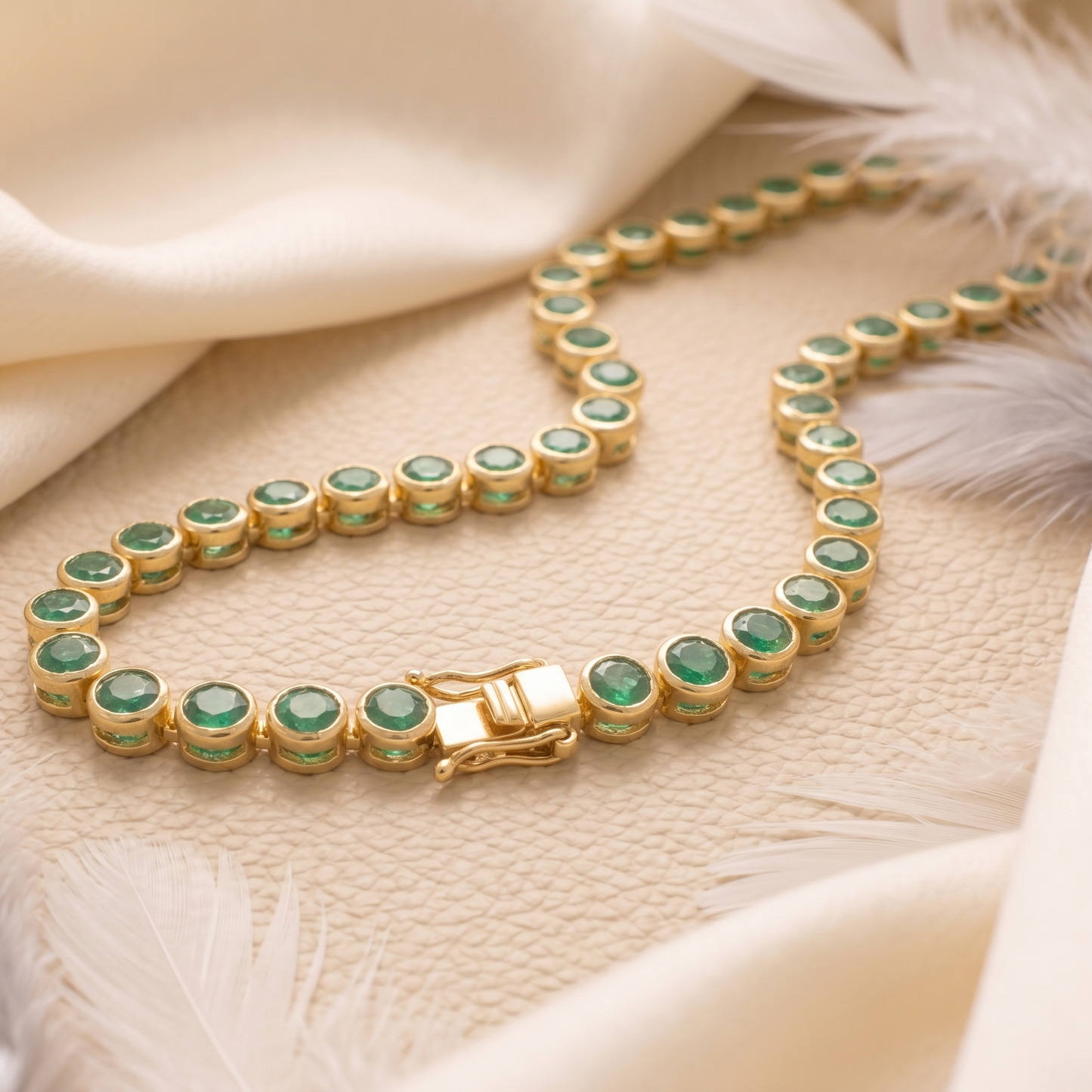 Emerald Tennis Necklace – Green Gemstone Eternity Chain for Women