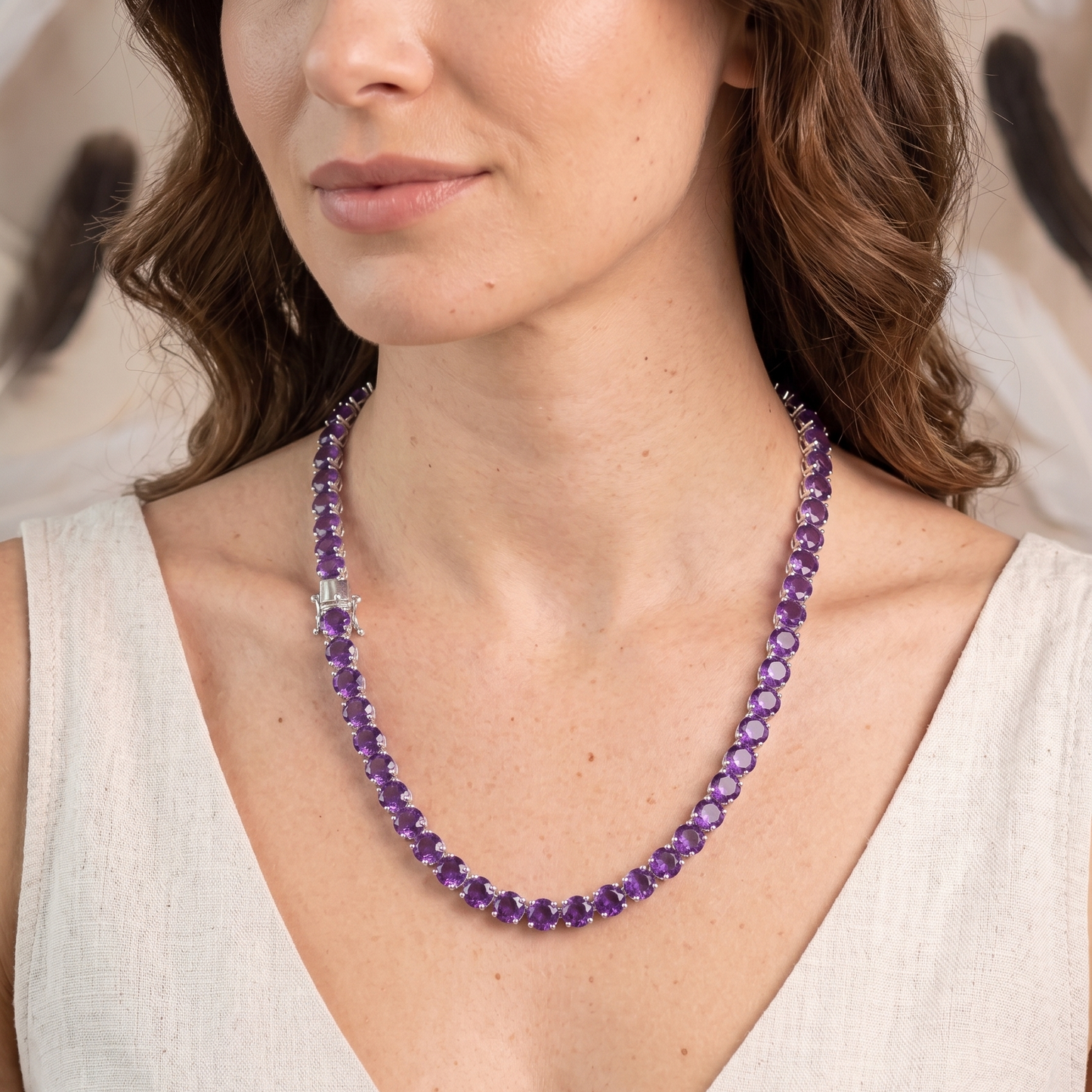 Amethyst Tennis Bracelet – Round Cut Purple Gemstone Bracelet for Women