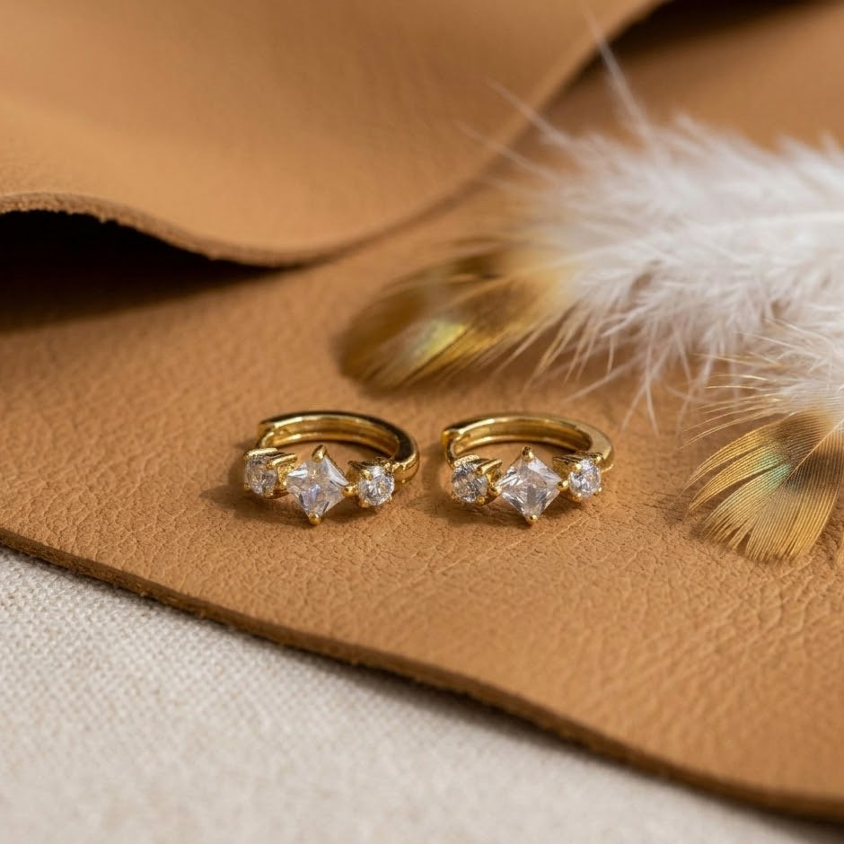 Spike Dangle Huggie Hoop Earrings – Pavé CZ Tapered Drop Earrings for Women