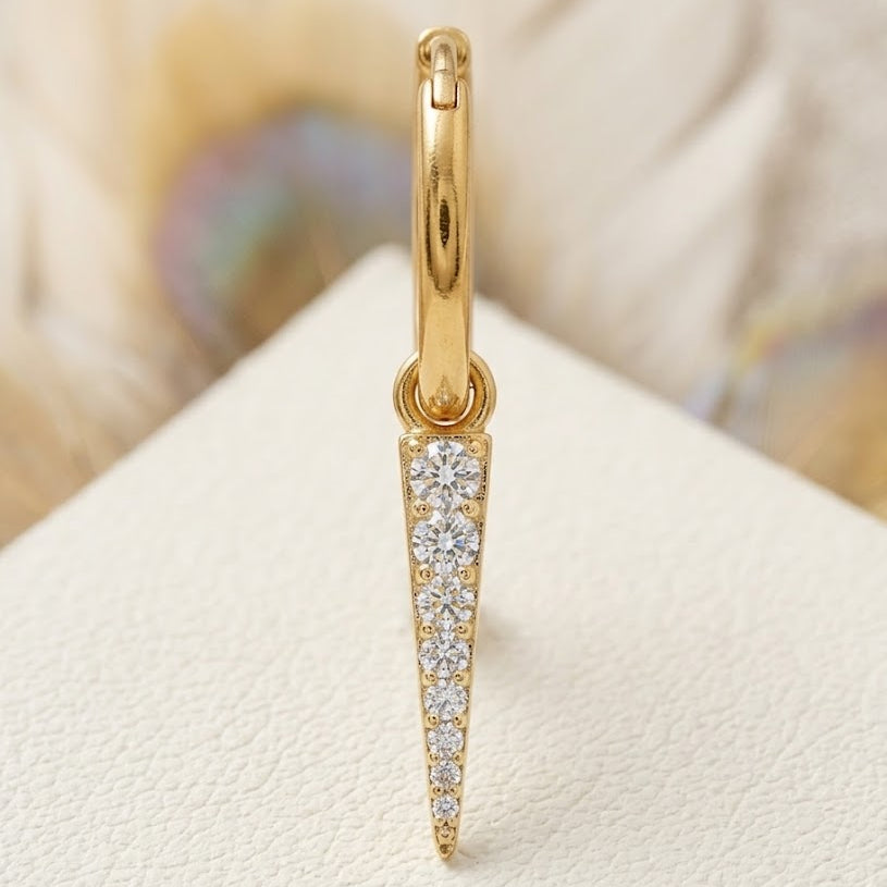 Spike Dangle Huggie Hoop Earrings – Pavé CZ Drop Hoops for Women