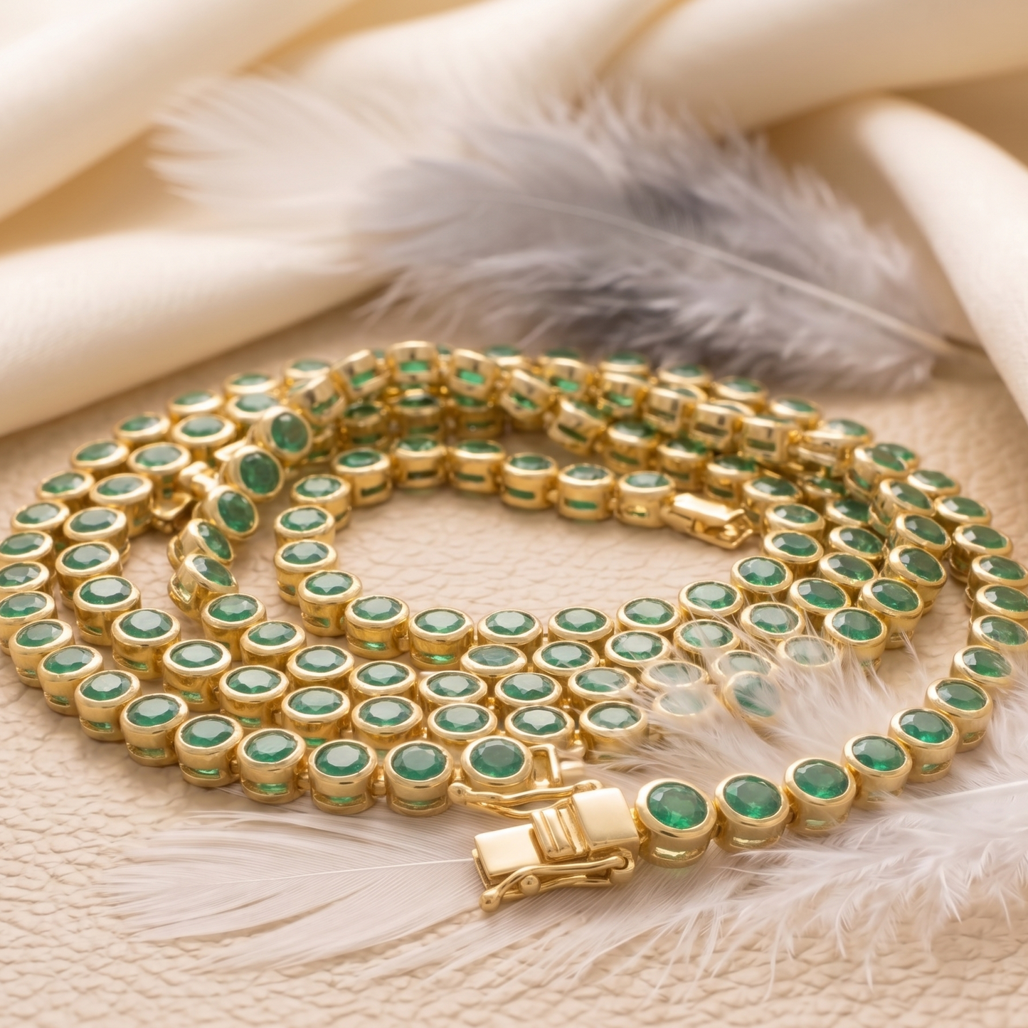 Emerald Tennis Necklace – Green Gemstone Eternity Chain for Women