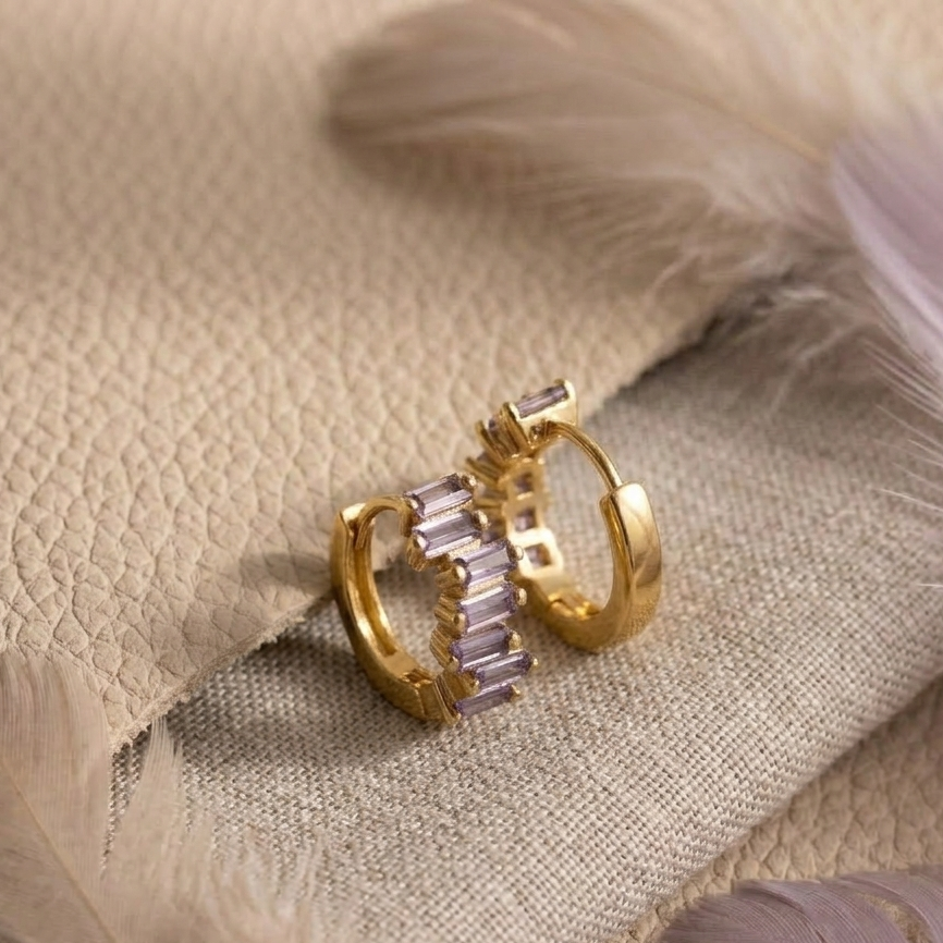 Gold Plated Double Hoop Earrings – Pavé CZ Layered Open Hoops for Women
