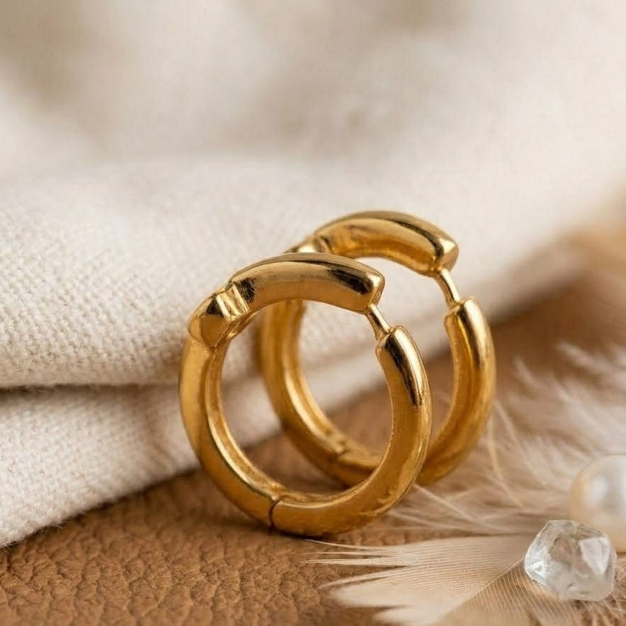 Gold Hinged Huggie Hoop Earrings – Prong Set CZ Open Hoops for Women