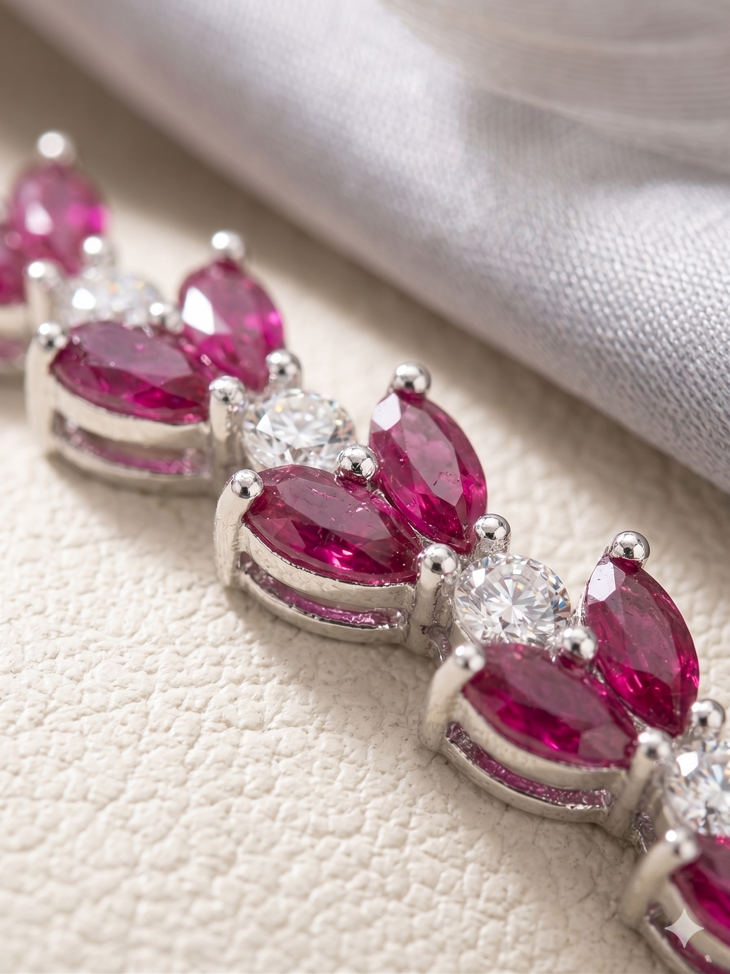 Ruby Marquise Tennis Bracelet – Art Deco Leaf Link Bracelet for Women