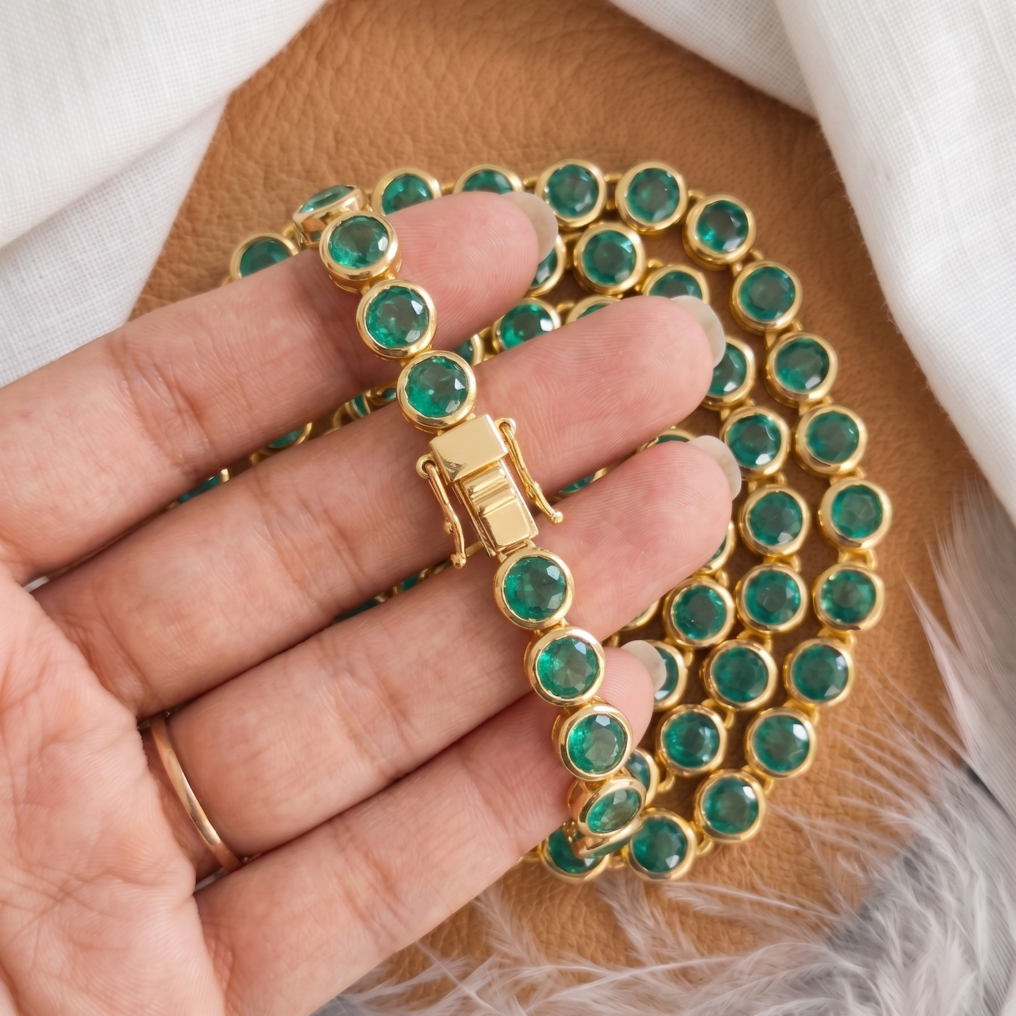 Emerald Tennis Necklace – Green Gemstone Eternity Chain for Women