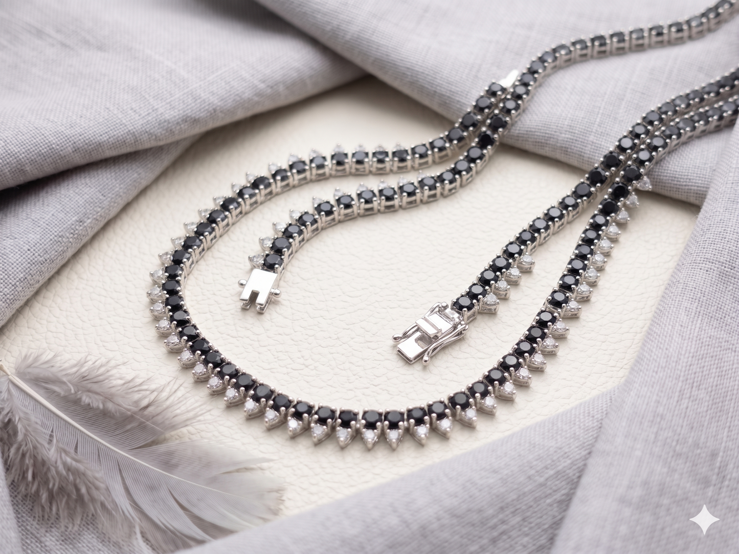 Blue Sapphire Crown Halo Tennis Necklace – Round Cut Gemstone Strand Necklace for Women