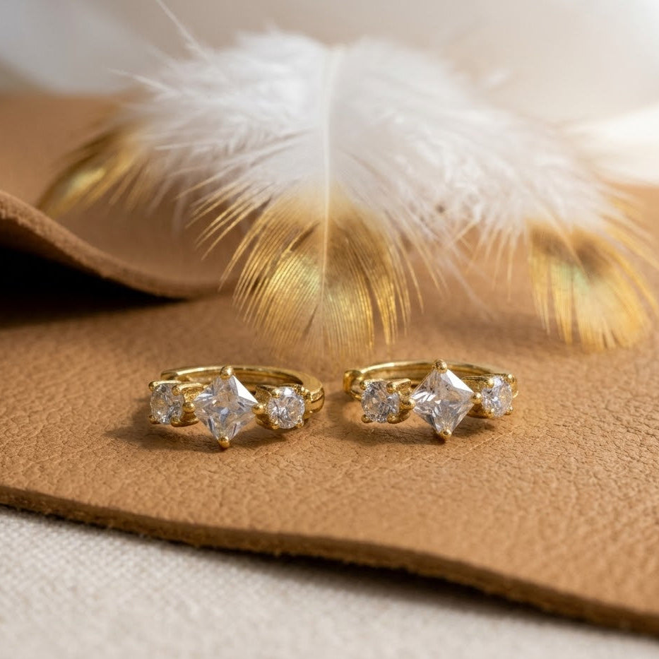 Spike Dangle Huggie Hoop Earrings – Pavé CZ Tapered Drop Earrings for Women