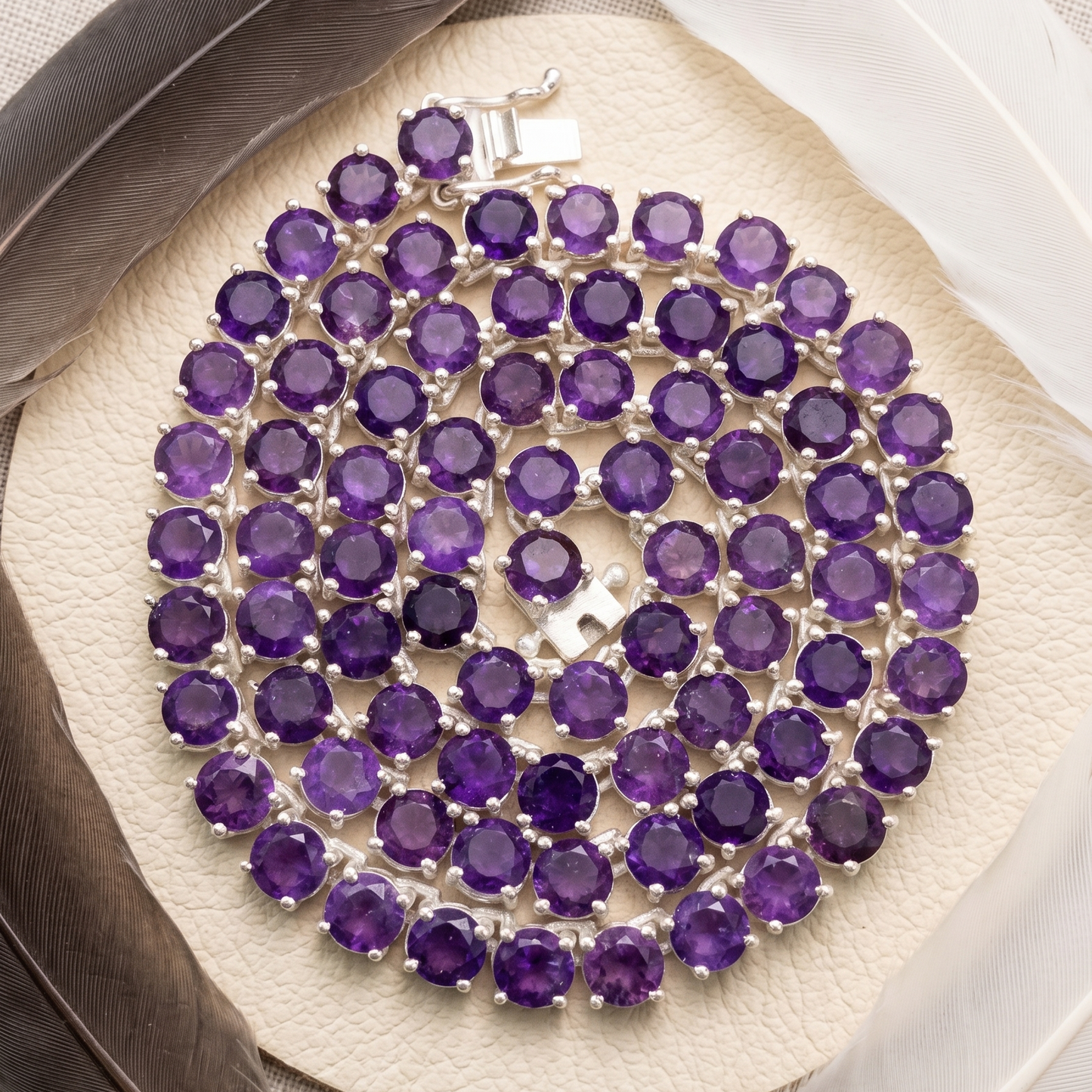 Amethyst Tennis Bracelet – Round Cut Purple Gemstone Bracelet for Women