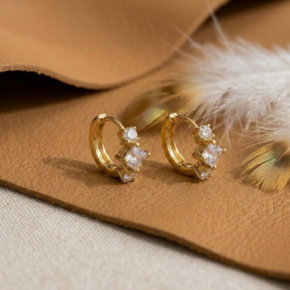 Spike Dangle Huggie Hoop Earrings – Pavé CZ Tapered Drop Earrings for Women