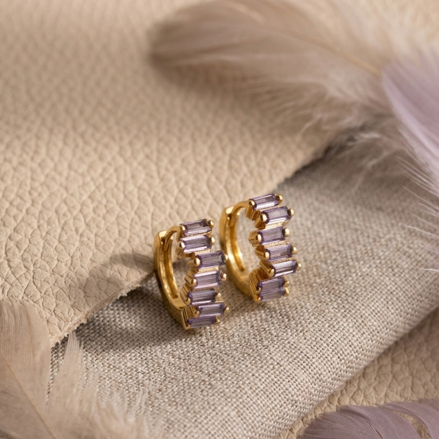 Gold Plated Double Hoop Earrings – Pavé CZ Layered Open Hoops for Women