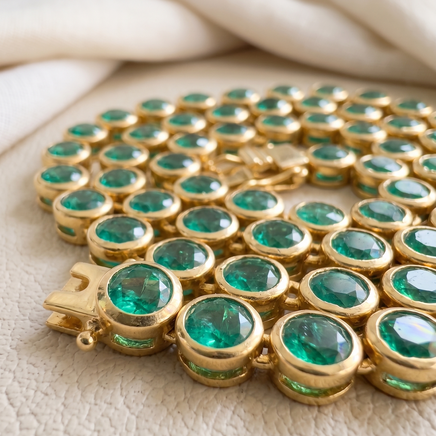 Emerald Tennis Necklace – Green Gemstone Eternity Chain for Women