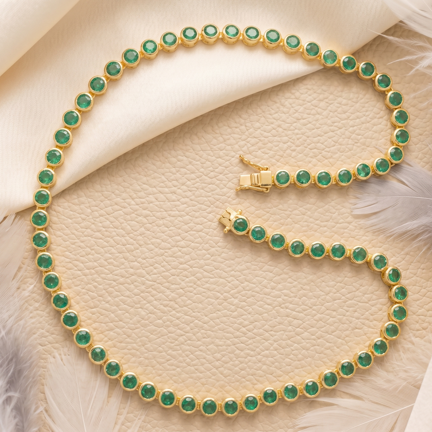 Emerald Tennis Necklace – Green Gemstone Eternity Chain for Women