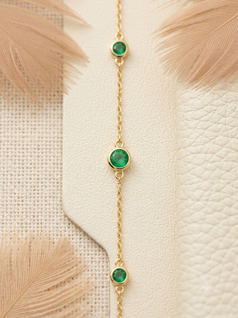 Green Onyx Layering Necklace – Round Bezel Station Necklace