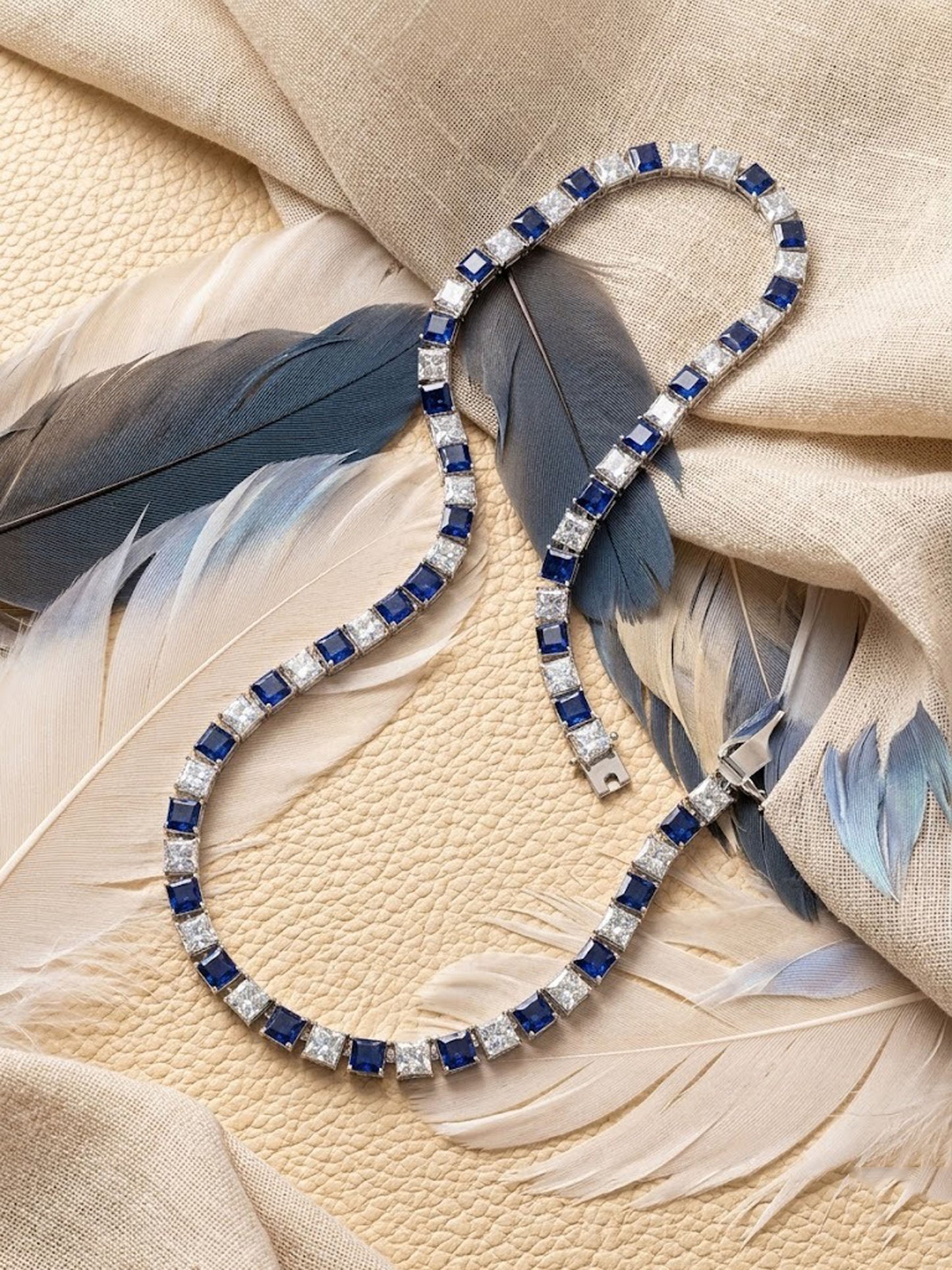 Natural Blue Sapphire & Moissanite Tennis Bracelet – Square Gemstone Jewelry for Women