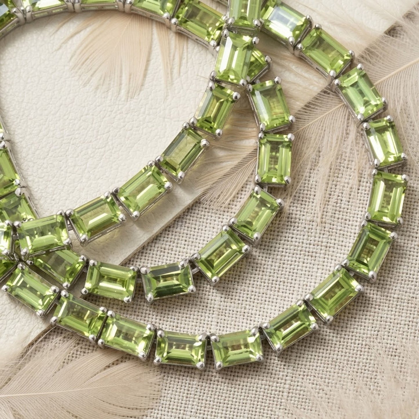Peridot Tennis Necklace – Octagon Cut Green Gemstone Choker for Women