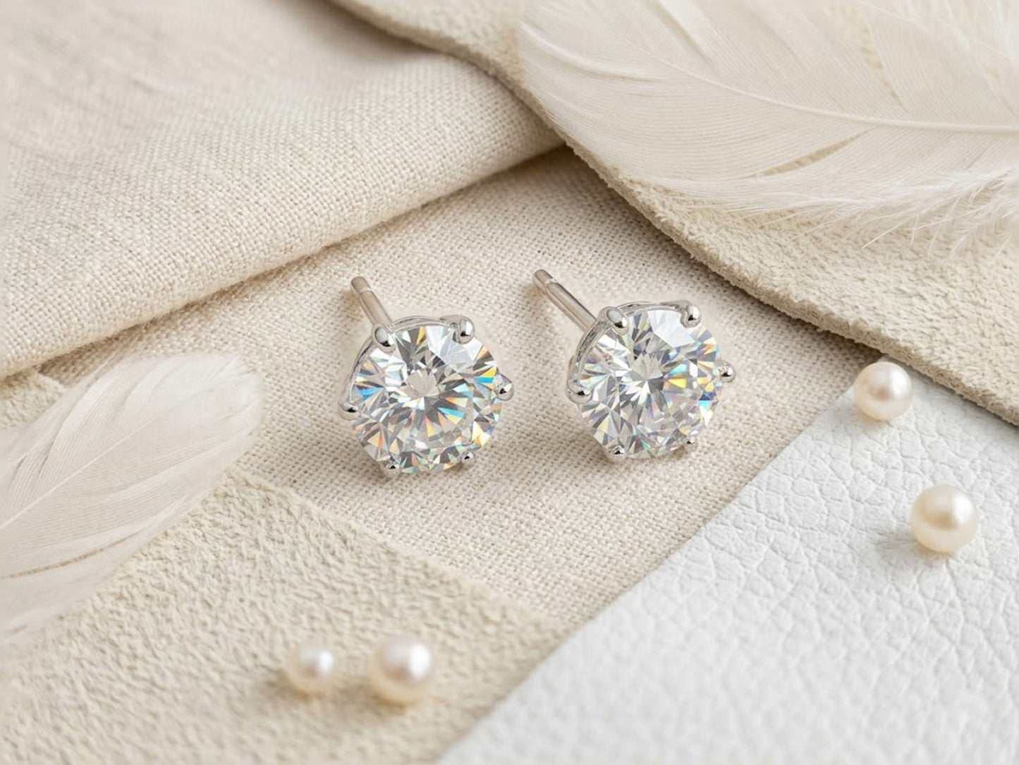 Moissanite Stud Earrings – Round Brilliant Solitaire Earrings for Women