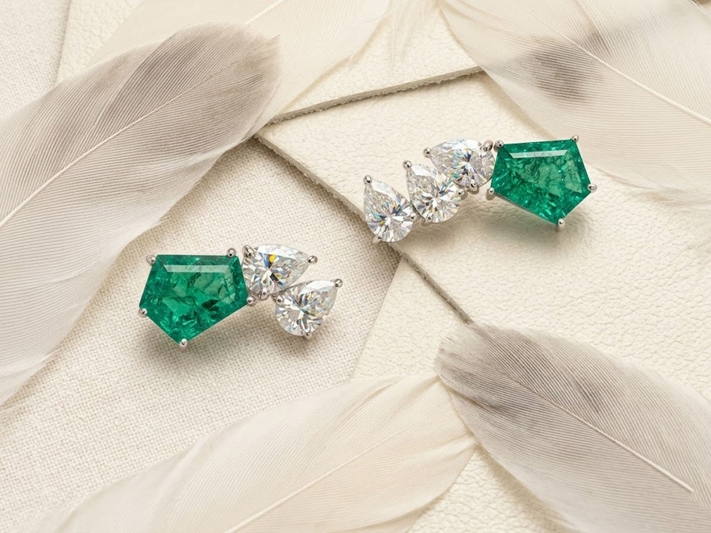 Emerald & Moissanite Cluster Earrings – Green Gemstone Jewelry for Women