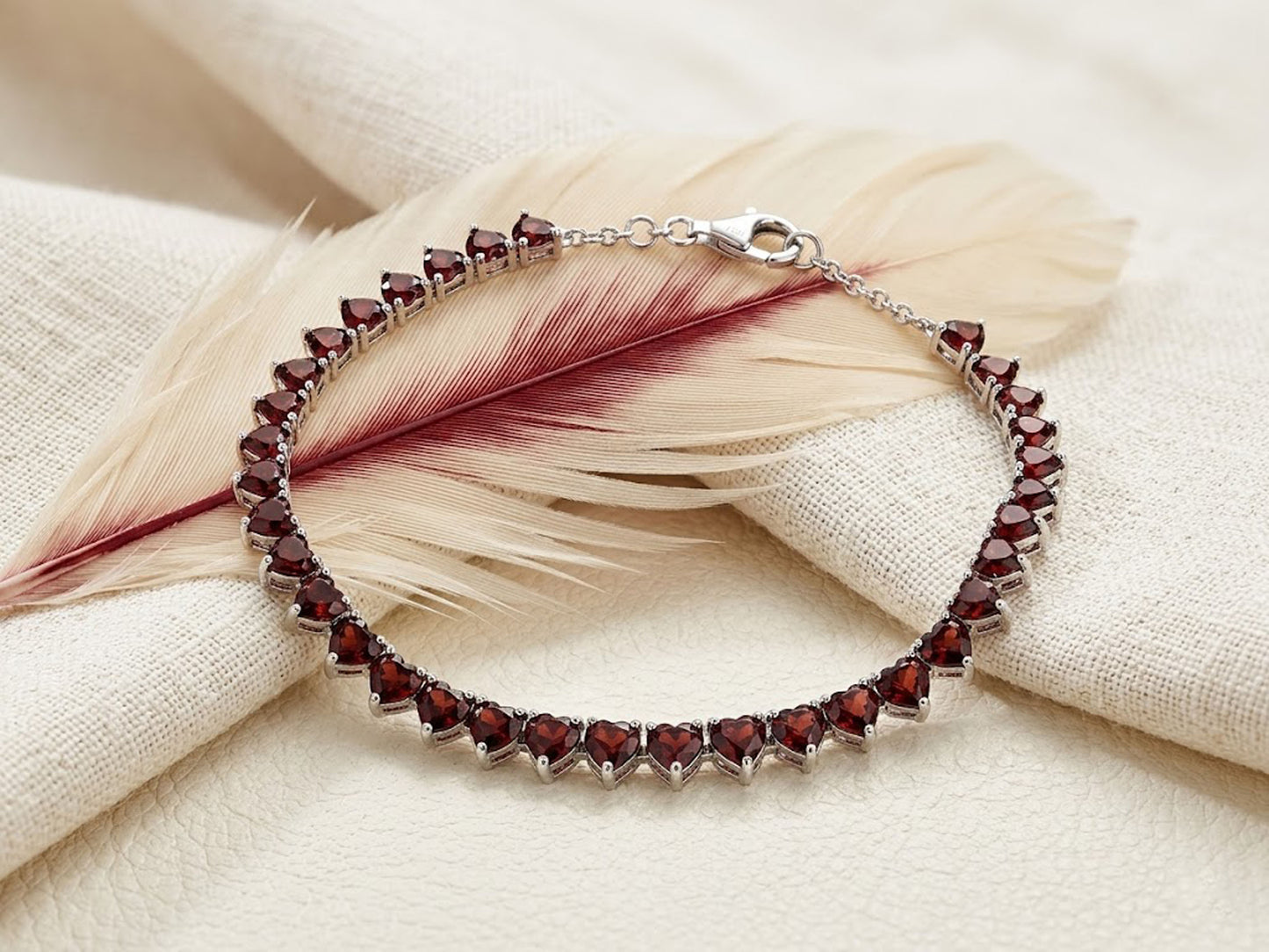 Natural Red Garnet Heart Tennis Bracelet – Romantic Gemstone Jewelry for Women