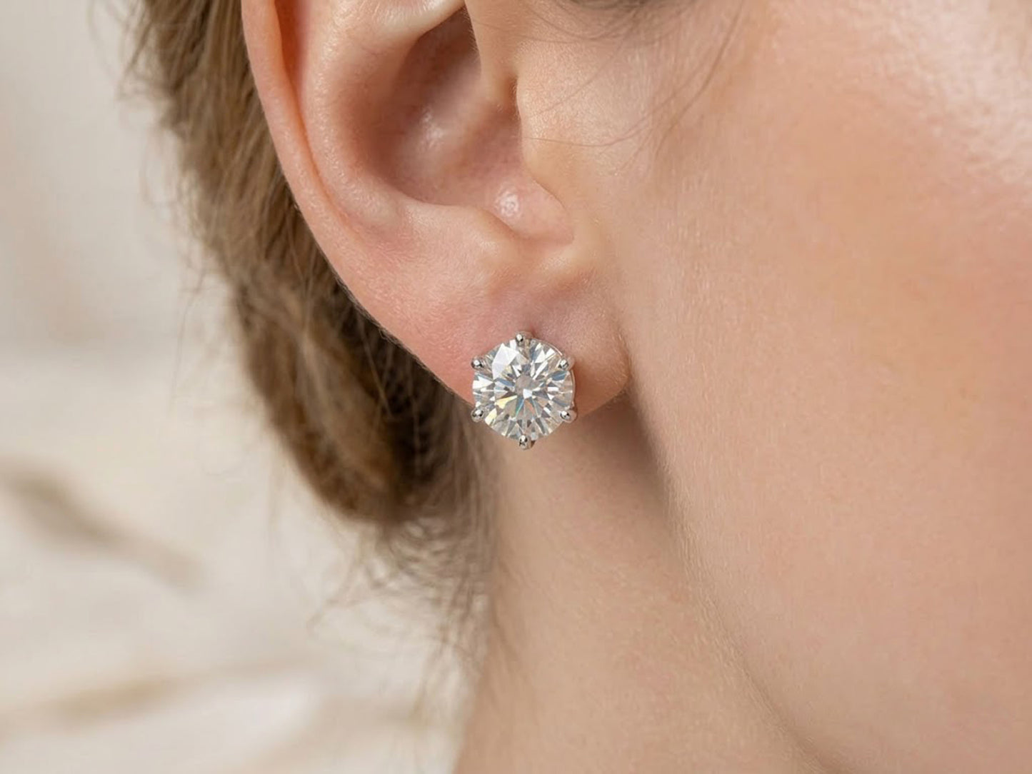 Moissanite Stud Earrings – Round Brilliant Solitaire Earrings for Women