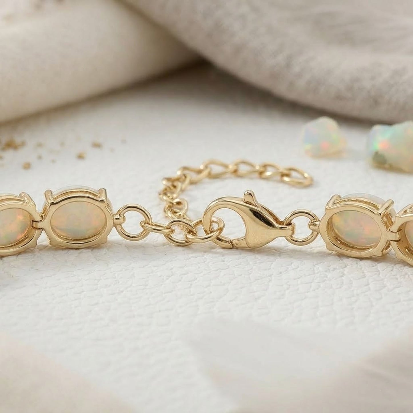 Natural Ethiopian Opal Tennis Bracelet – Iridescent Gemstone Jewelry for Women