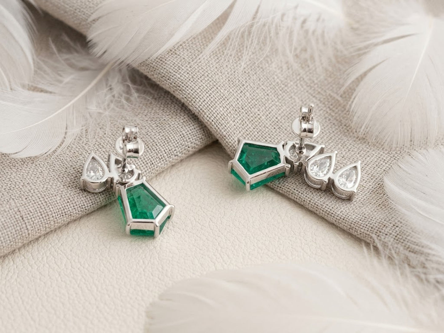 Emerald & Moissanite Cluster Earrings – Green Gemstone Jewelry for Women