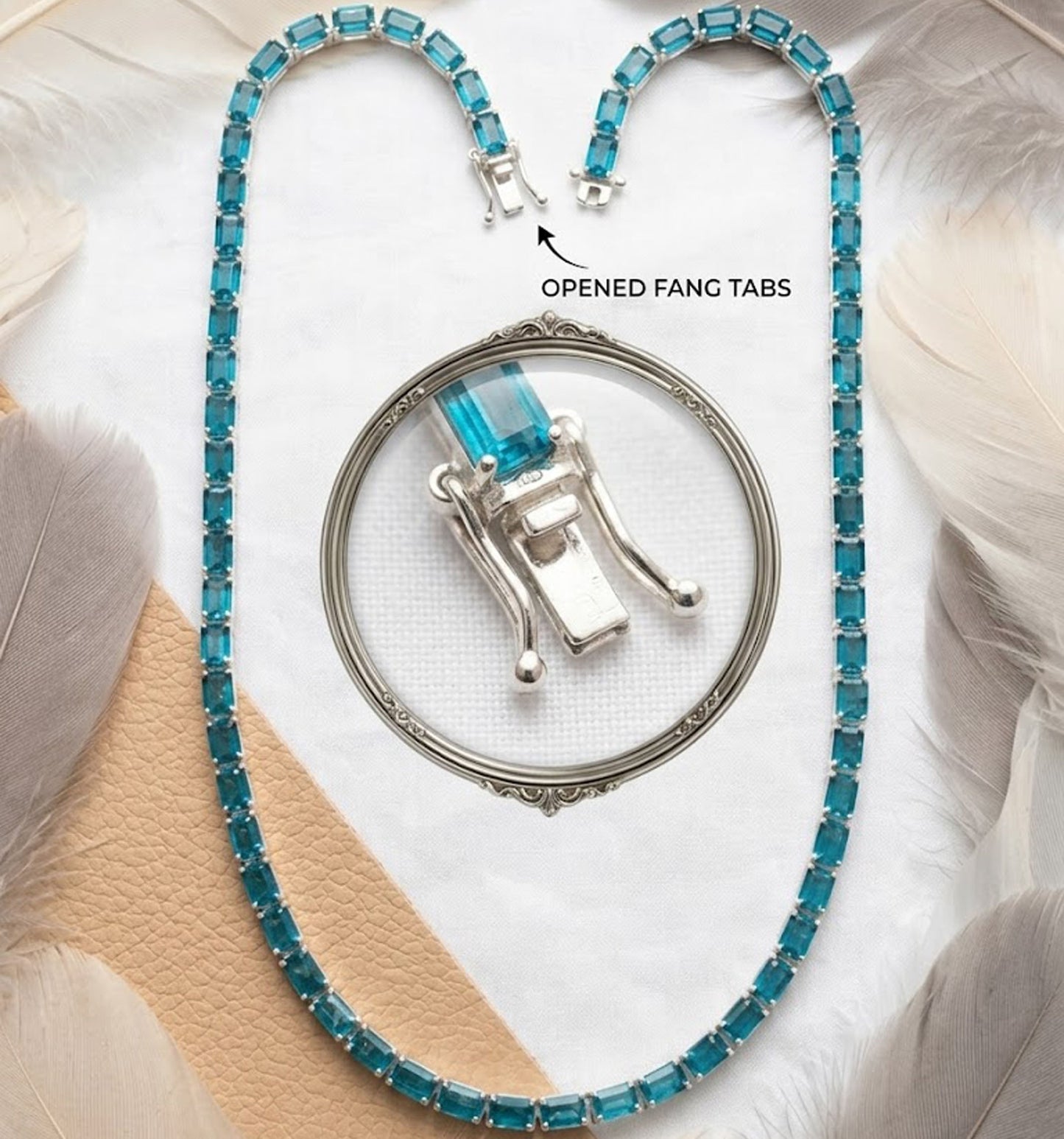Swiss Blue Topaz Tennis Necklace – Octagon Cut Gemstone Jewelry for Women