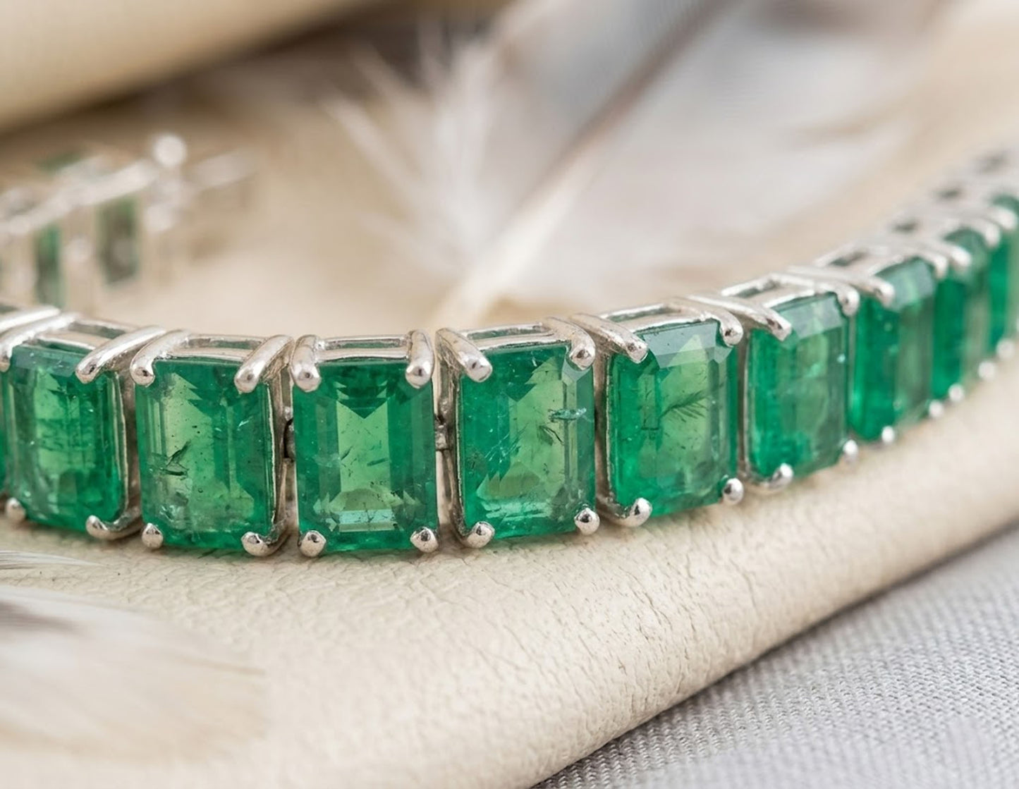 Emerald Tennis Bracelet – Emerald Cut Green Gemstone Bracelet for Women