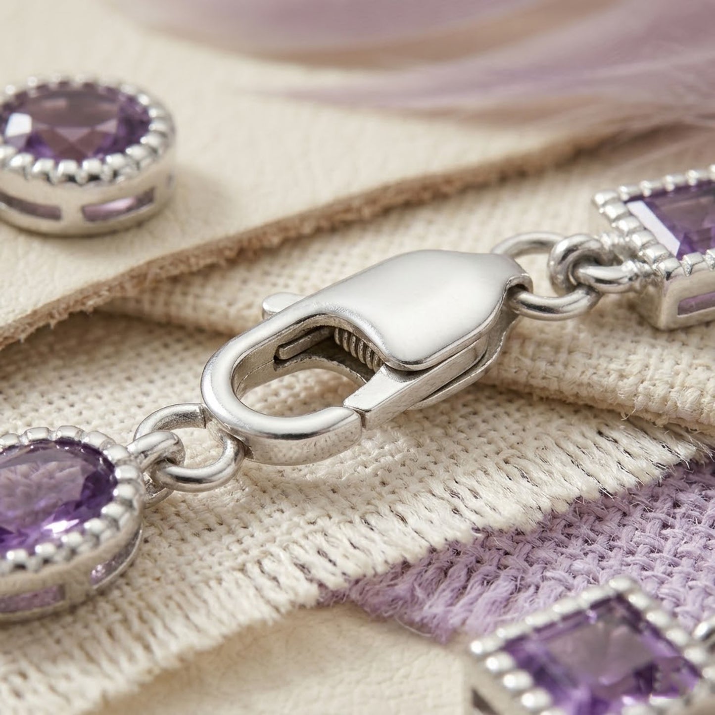 Natural Amethyst Multi-Shape Tennis Bracelet – Purple Gemstone Jewelry for Women