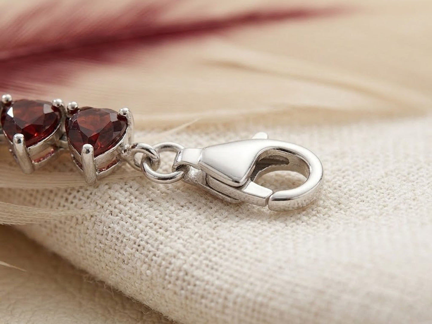 Natural Red Garnet Heart Tennis Bracelet – Romantic Gemstone Jewelry for Women