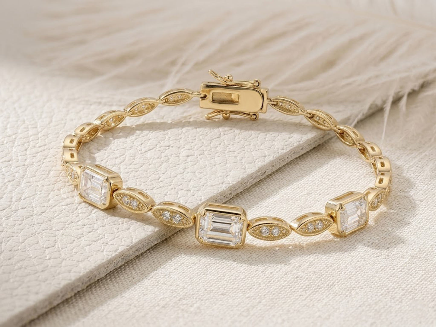 Natural Moissanite Tennis Bracelet – Vintage Art Deco Gemstone Jewelry for Women