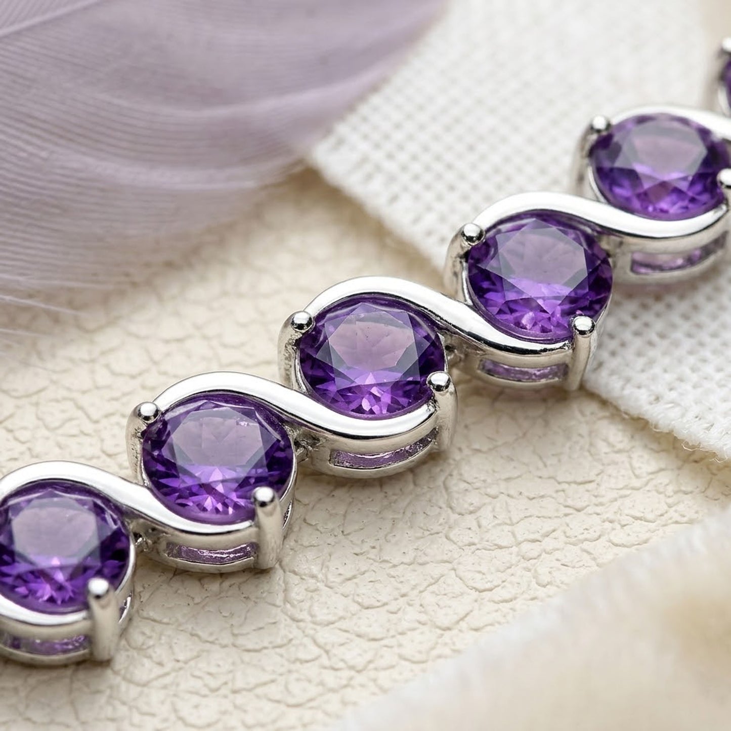 Natural Amethyst Infinity Tennis Bracelet – Elegant Gemstone Jewelry for Women