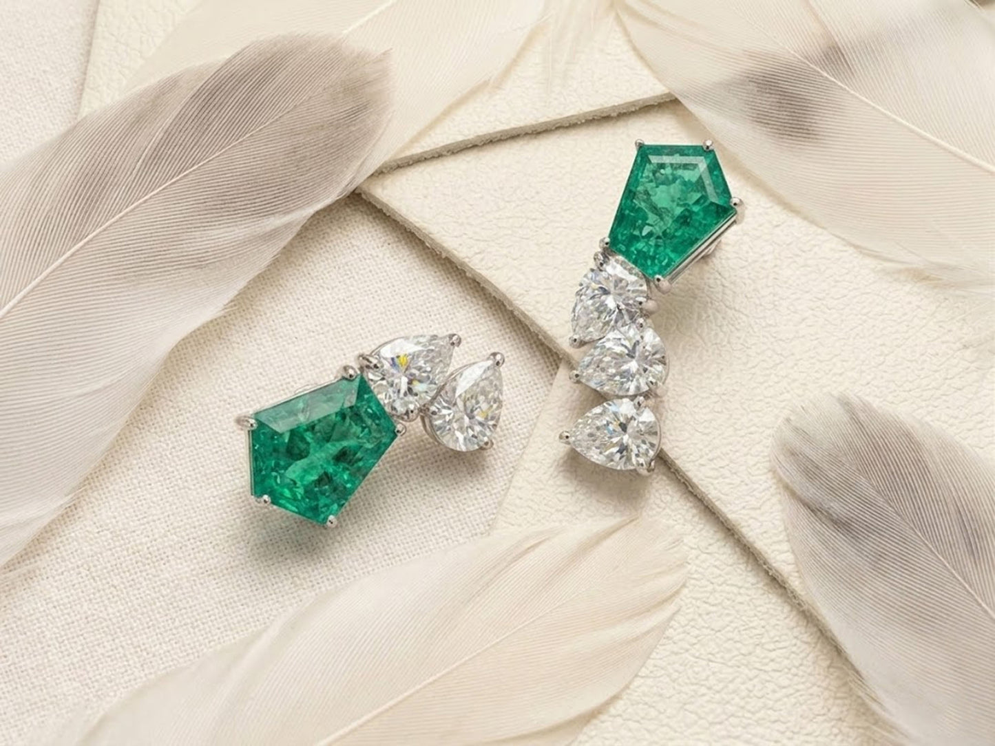 Emerald & Moissanite Cluster Earrings – Green Gemstone Jewelry for Women