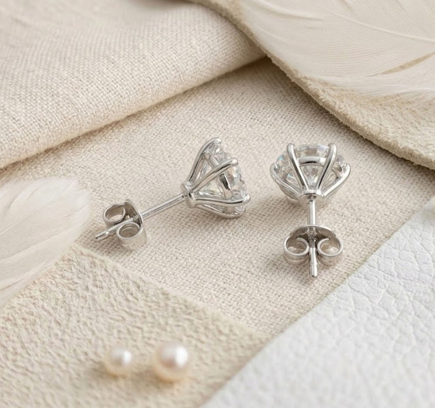 Moissanite Stud Earrings – Round Brilliant Solitaire Earrings for Women