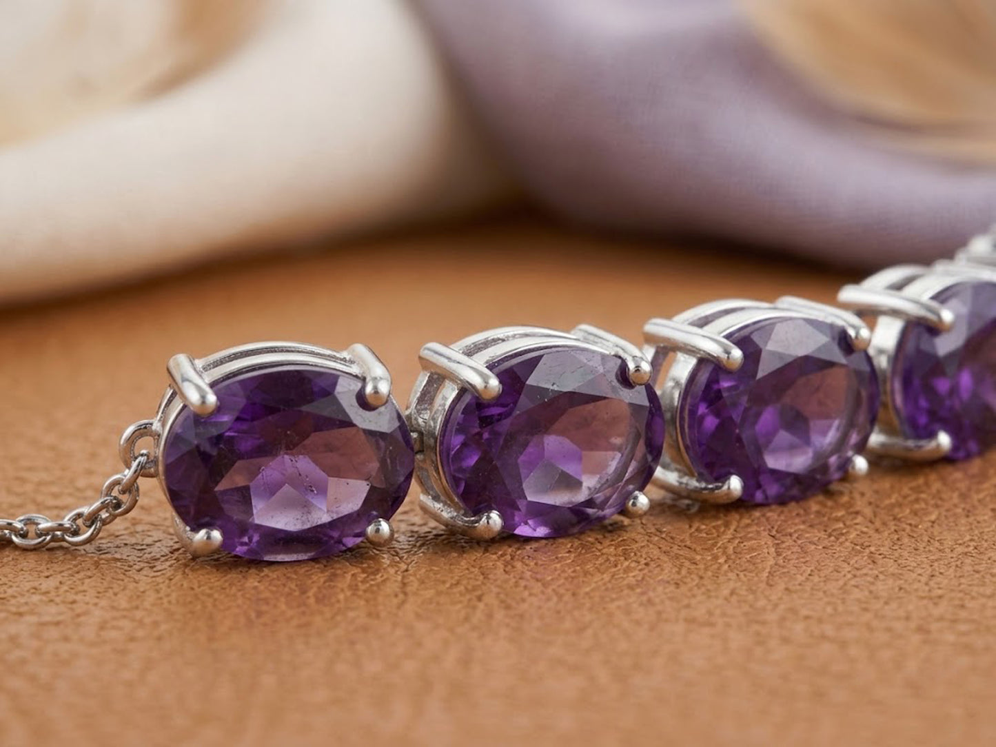 Natural Amethyst Bolo Bracelet – Adjustable Purple Gemstone Bracelet for Women