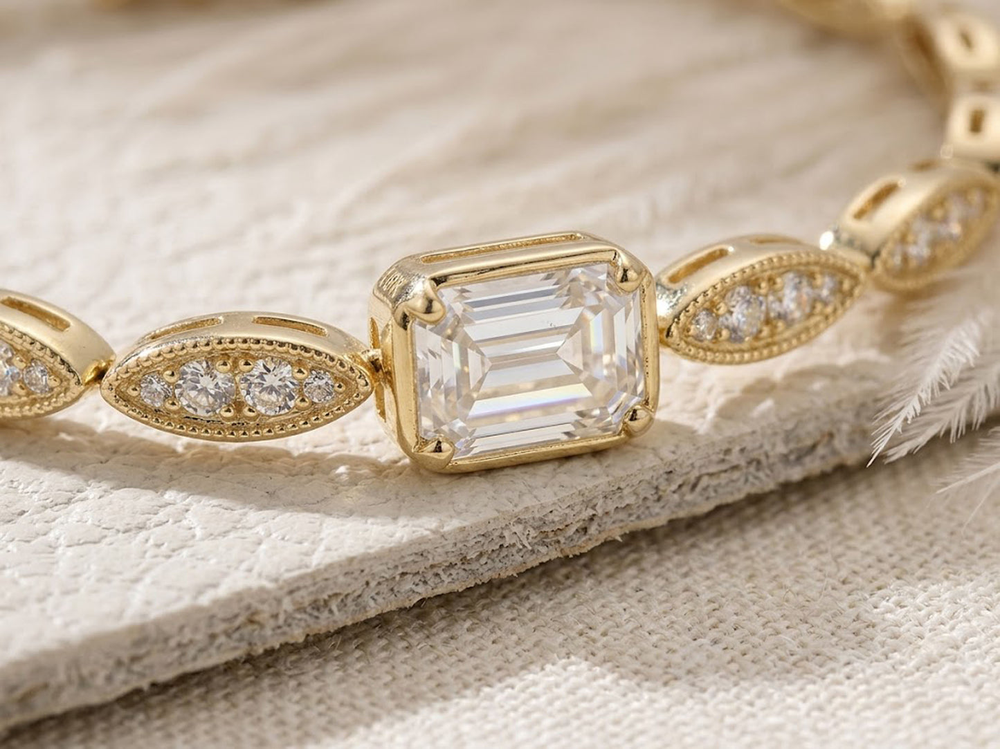 Natural Moissanite Tennis Bracelet – Vintage Art Deco Gemstone Jewelry for Women