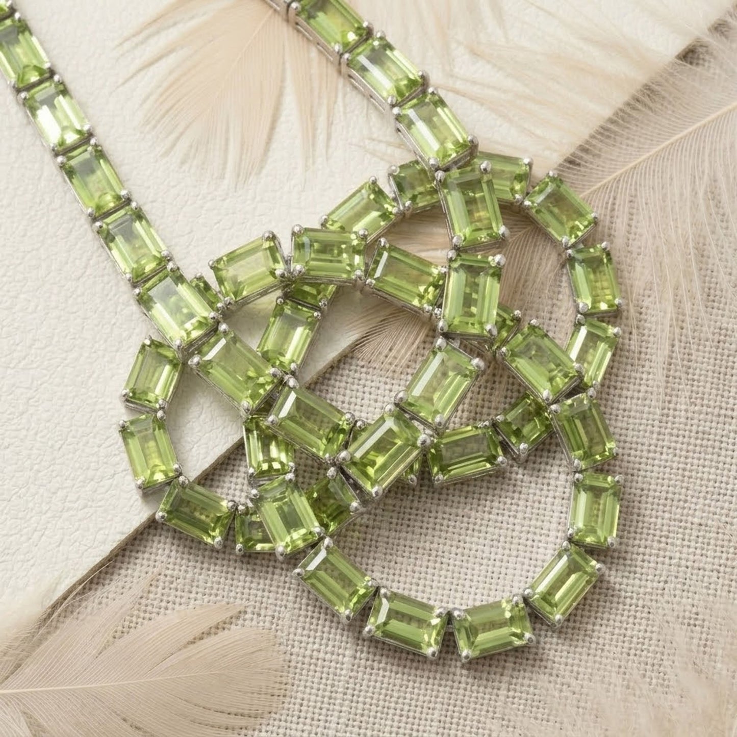 Peridot Tennis Necklace – Octagon Cut Green Gemstone Choker for Women