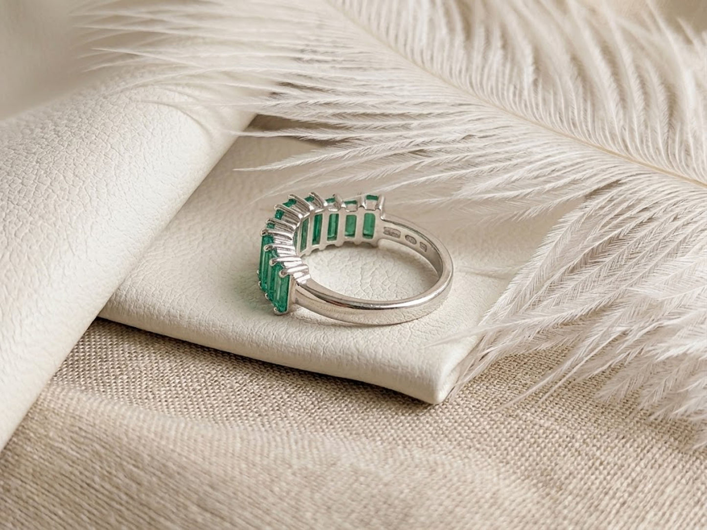 Baguette Emerald Eternity Ring – Elegant Green Gemstone Band for Women
